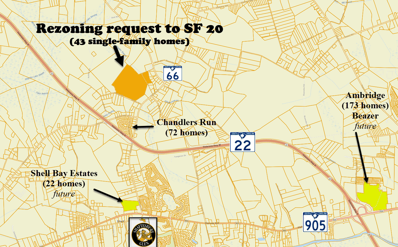 Rezoning in Conway for a 43 single family home community
