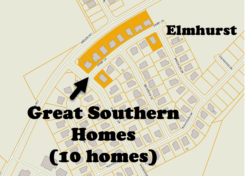 Great Southern Homes built 10 homes in Elmhurst