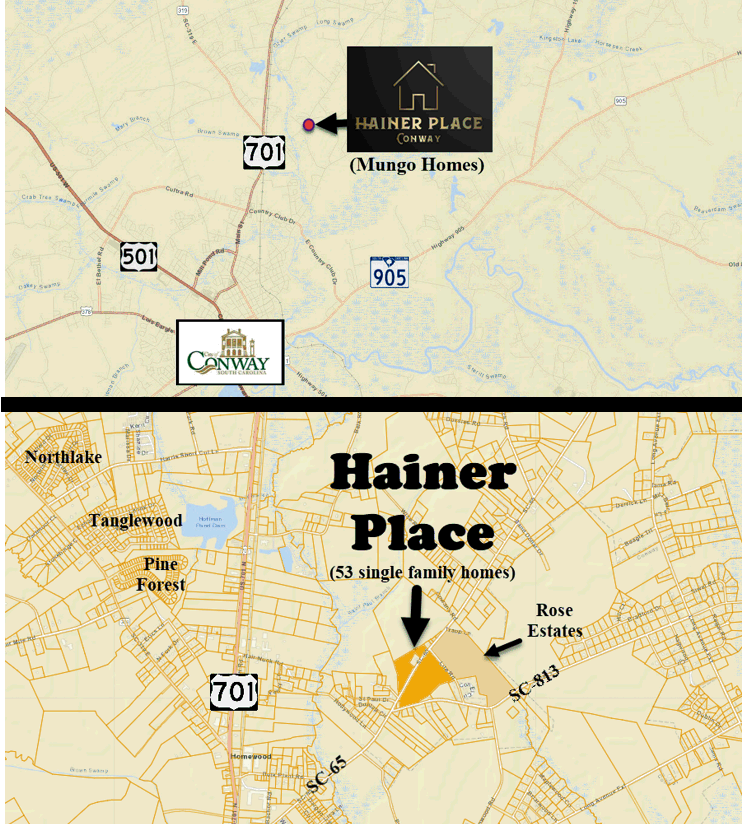 New home community of Hainer Place in Conway by Mungo Homes